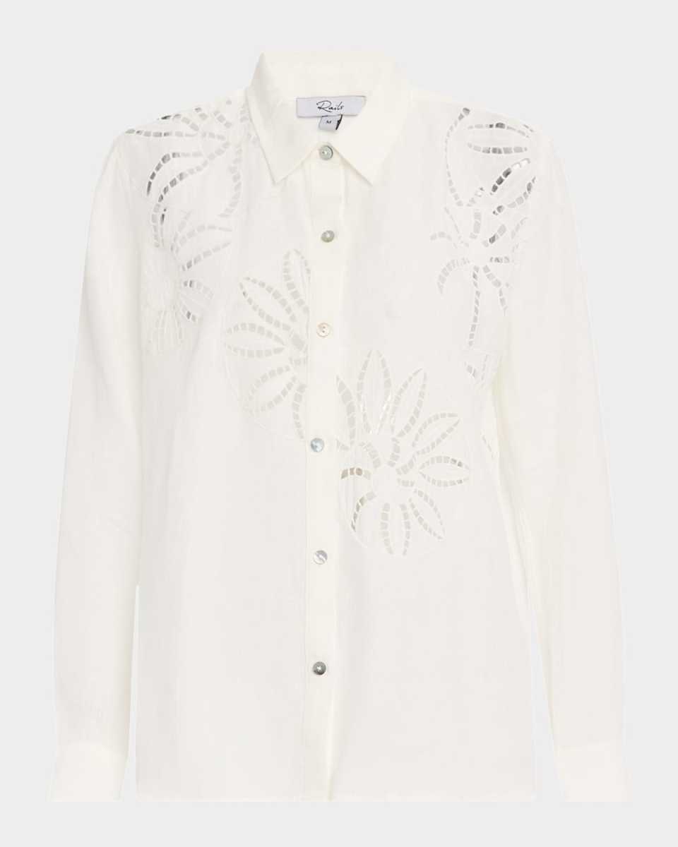 Samar Floral Eyelet-Embroidered Linen Shirt